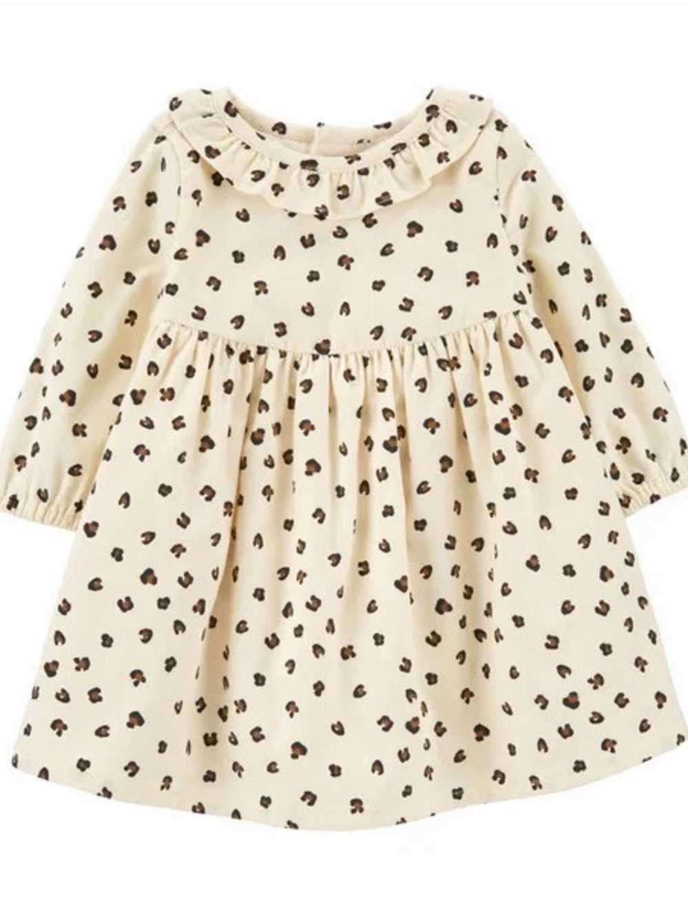 Carter’s Leopard Long Sleeve Corduroy Dress Baby Girl 6M Cream Animal Print